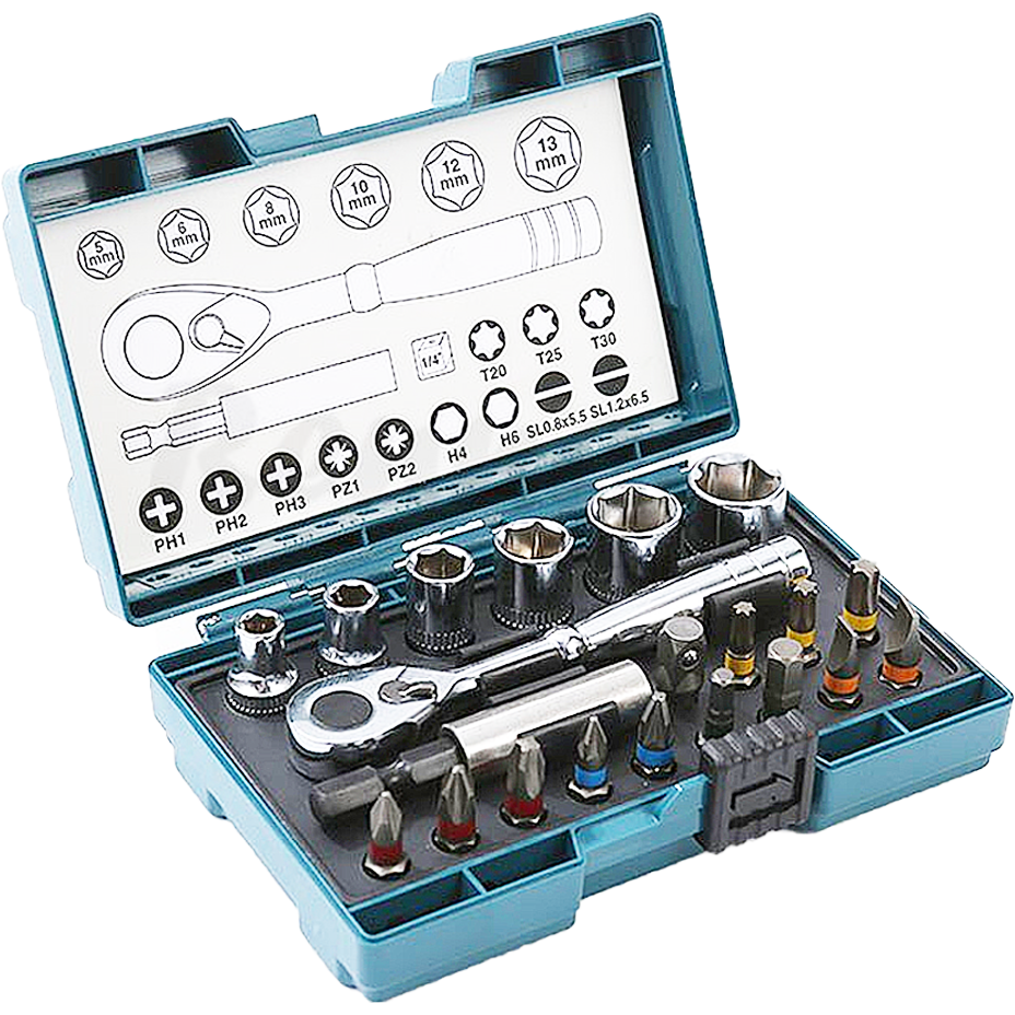 Makita B-54081 Screw Bit & Socket Set with Ratchet Handle 21pcs | Makita by KHM Megatools Corp. Makita B-54081 Screw Bit & Socket Set with Ratchet Handle 21pcs | Makita by KHM Megatools Corp.